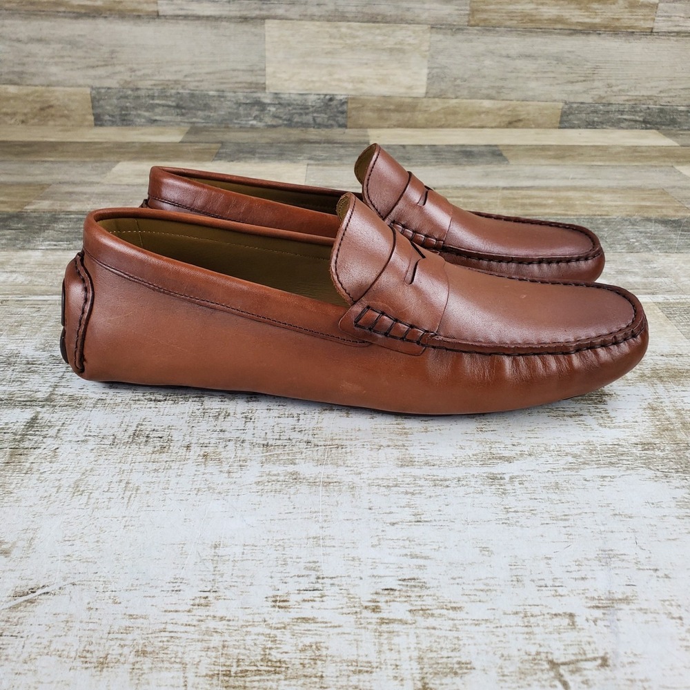 Vince Camuto Esmail Mens Driving Loafer Shoes Sz 11.5 M Dark Tan Slip On Comfort